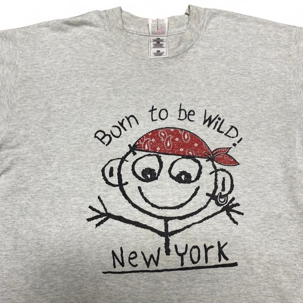 Born to be wild New York funny graphic grey T-shirt